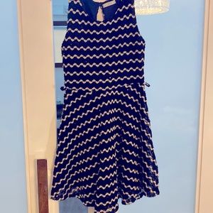 Ezra a-line cute dress with scattered sequins through out Navy and white No belt